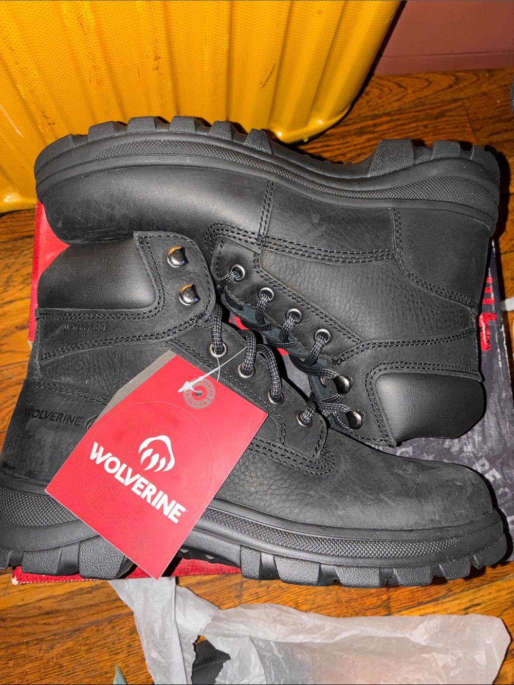 Wolverine Black Men's Lace-Up Work Boots